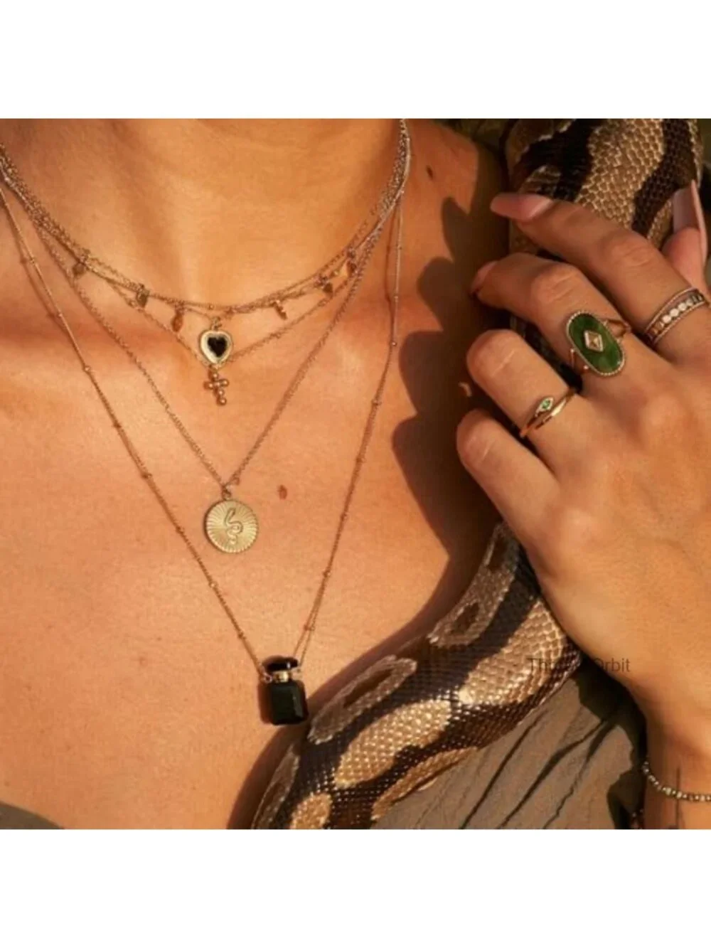18K Gold Plated African Jade Statement Ring Stackable Adjustable